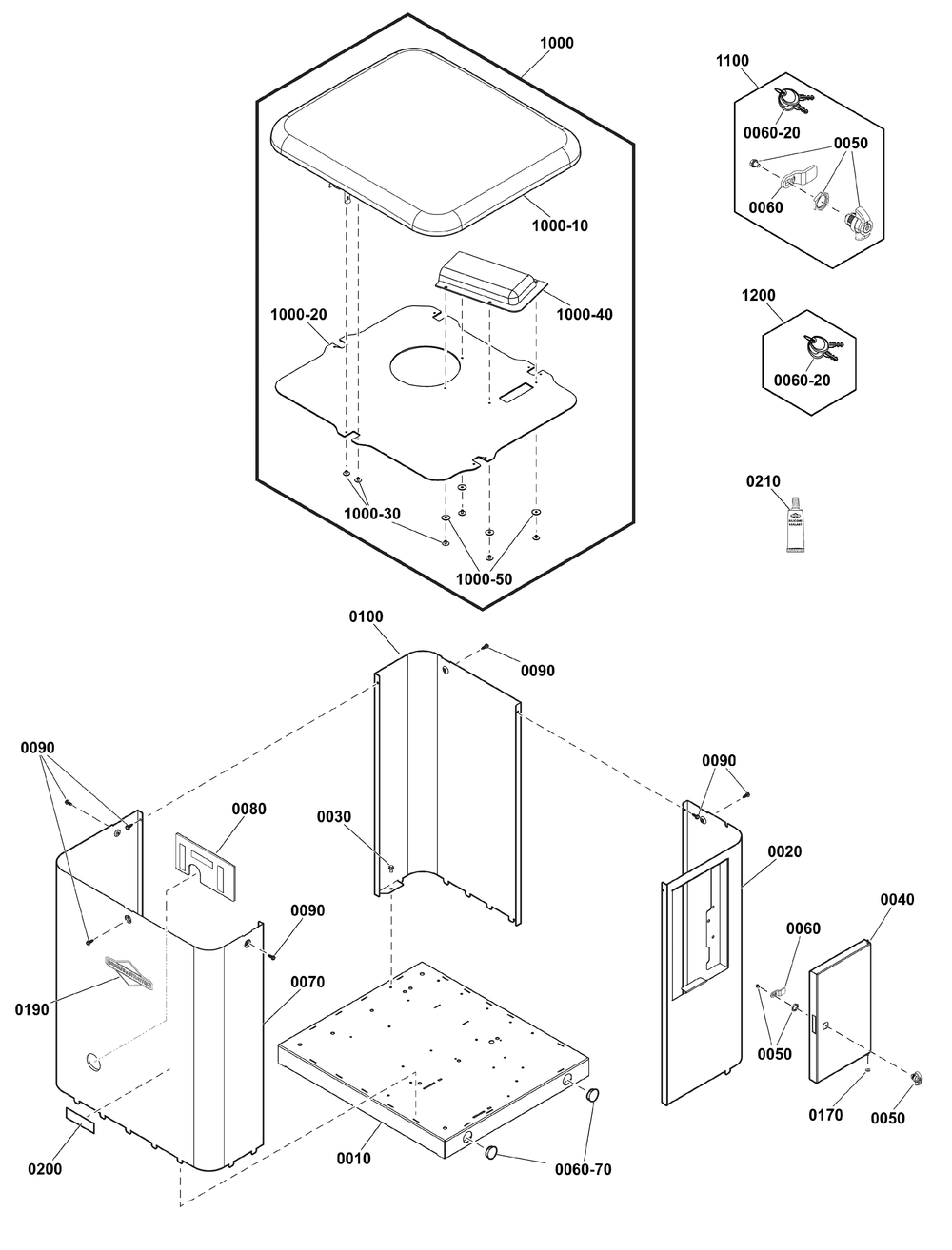 Enclosure Group Diagram and Parts List for 040545-01  Briggs and Stratton Generator